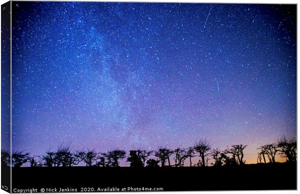 Night Sky and Milky Way over the Brecon Beacons  Canvas Print by Nick Jenkins