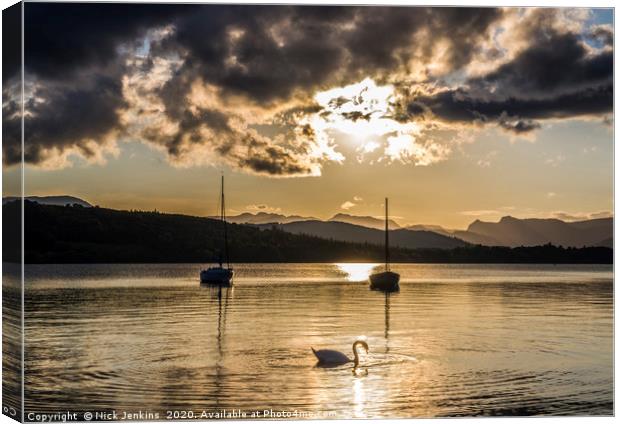 Evening at Millerground on the shores of Windermer Canvas Print by Nick Jenkins