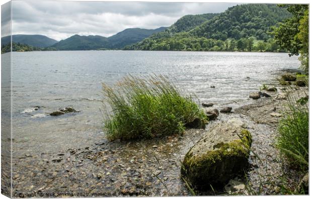 Shore of Ullswater Lake District  Canvas Print by Nick Jenkins