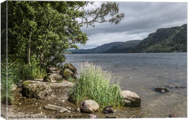 The Shoreline of Ullswater in the Summertime Canvas Print by Nick Jenkins