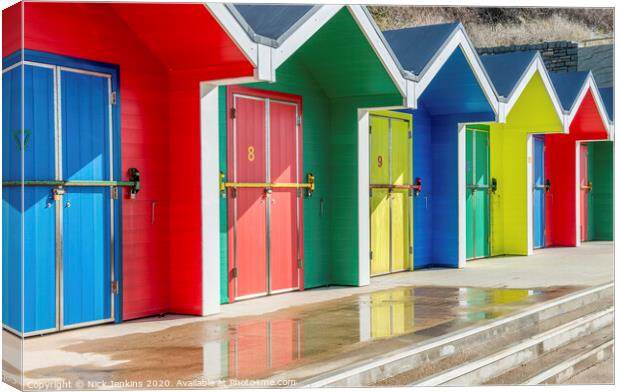 Abstract Multi Coloured Beach Huts Barry Island Canvas Print by Nick Jenkins