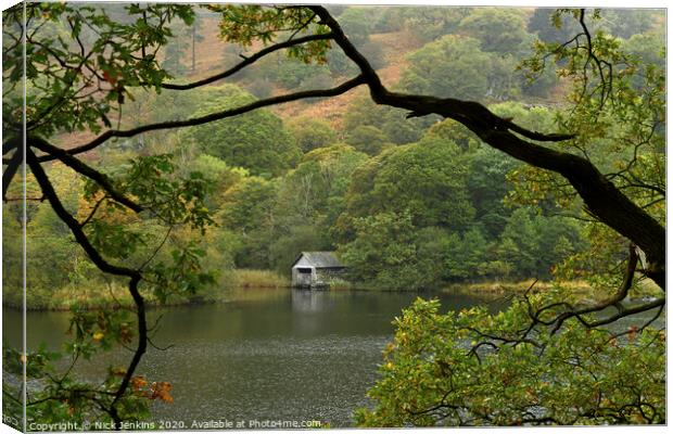 The Boathouse on Rydal Water Lake District Cumbria Canvas Print by Nick Jenkins