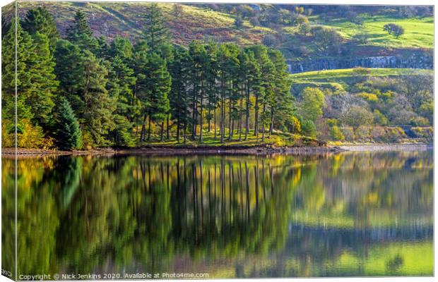 Pontsticill Reservoir Reflections Brecon Beacons  Canvas Print by Nick Jenkins