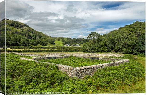 Memorial sheep pen in Tilberthwaite Lake District Canvas Print by Nick Jenkins