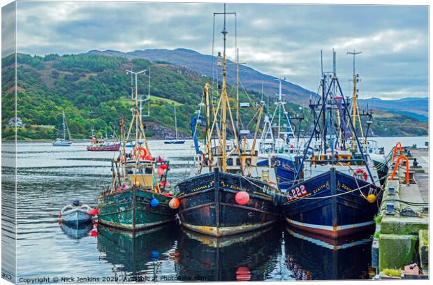 Trawlers berthed at Ullapool Harbour on Loch Broom Canvas Print by Nick Jenkins