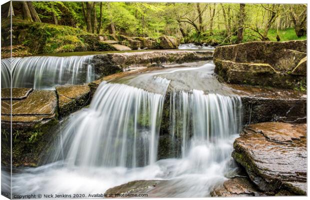 The Taff Fechan Waterfall Central Brecon Beacons Canvas Print by Nick Jenkins