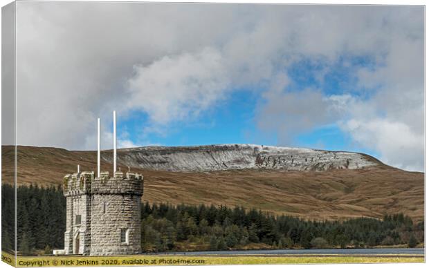 Fan Fawr from the Beacons Reservoir  Canvas Print by Nick Jenkins