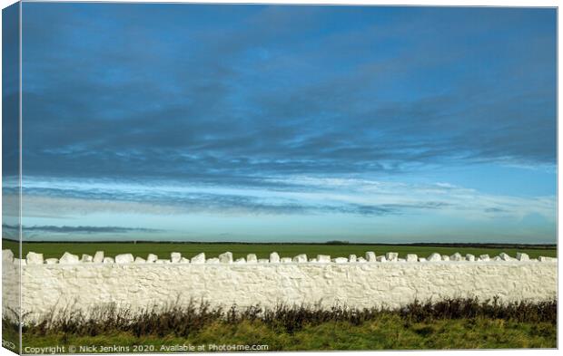 White Wall and Blue Sky at Nash Point south Wales Canvas Print by Nick Jenkins