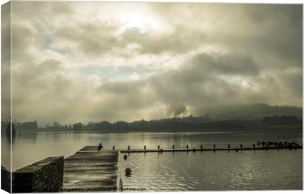 Llangorse Lake Brecon Beacons Winter  Canvas Print by Nick Jenkins