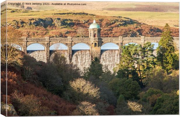 Craig Goch Dam top of the Elan Valley Canvas Print by Nick Jenkins