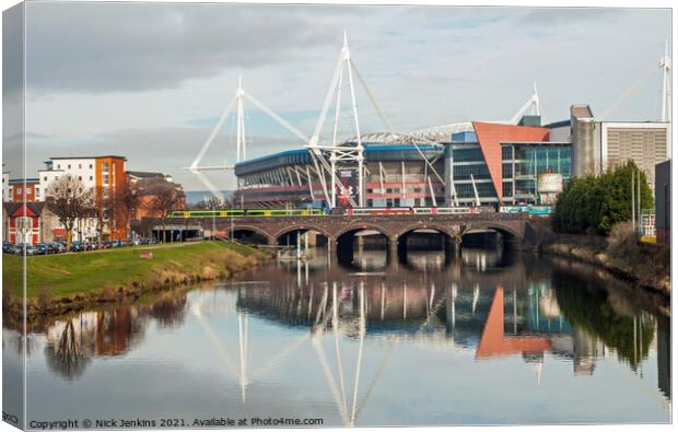 The River Taff and Principality Stadium Cardiff  Canvas Print by Nick Jenkins