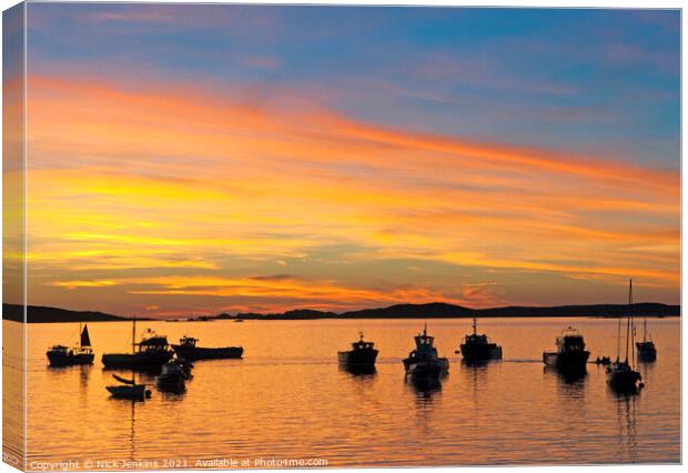 Sunset Isles of Scilly seen from Hugh Town St Mary Canvas Print by Nick Jenkins