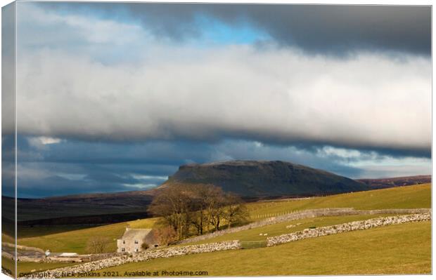 Pen y Ghent and Farm from above Stainforth Yorkshi Canvas Print by Nick Jenkins