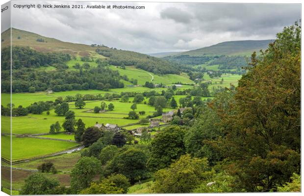 Looking over Buckden village to Upper Wharfedale Y Canvas Print by Nick Jenkins