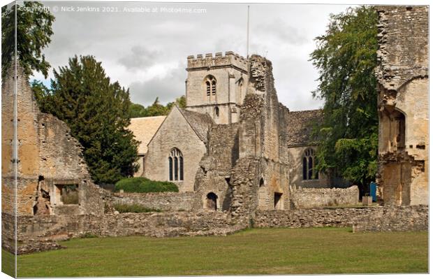 Minster Lovell Church and Hall in the Cotswolds  Canvas Print by Nick Jenkins