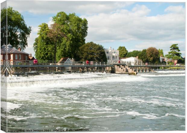 The weir on the River Thames at Marlow  Canvas Print by Nick Jenkins