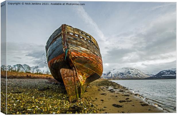 The Corpach Wreck or MV Dayspring Corpach Canvas Print by Nick Jenkins