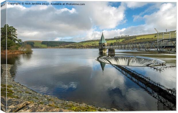 Pontsticill Reservoir and Water Outlet Brecon Beac Canvas Print by Nick Jenkins