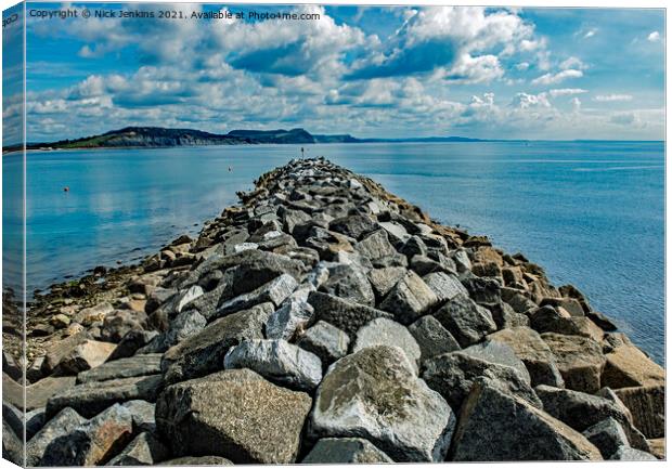 The end of the Cobb at Lyme Regis Dorset Canvas Print by Nick Jenkins