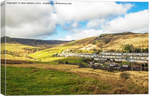 Cwmparc Valley and Village off the Rhondda Fawr Va Canvas Print by Nick Jenkins