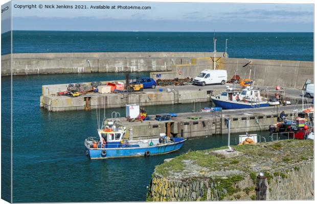 Amlwch Outer Harbour and Moored Boats Anglesey  Canvas Print by Nick Jenkins