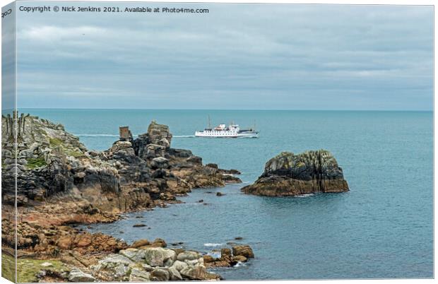 The Scillonian passing Peninnis Headland  Canvas Print by Nick Jenkins