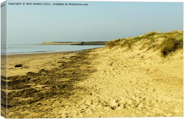 Burry Port Beach looking west Carmarthenshire Canvas Print by Nick Jenkins