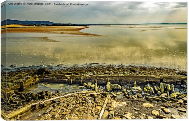 Burry Port Beach West Old Harbour Entrance Canvas Print by Nick Jenkins