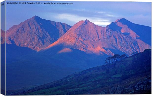 Part of the Snowdon Horseshoe Snowdon on the Left Canvas Print by Nick Jenkins