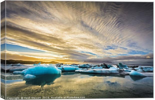 Glacial Ice Lagoon, Jokulsarlon, Iceland Canvas Print by Heidi Stewart