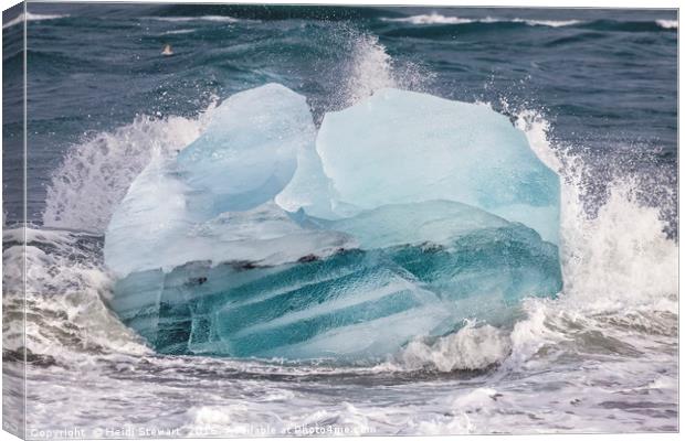 Iceberg on the Beach, Jokulsarlon, Iceland  Canvas Print by Heidi Stewart