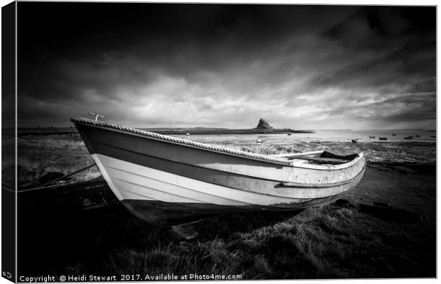 Fishing Boat on the Holy Island of Lindisfarne Canvas Print by Heidi Stewart