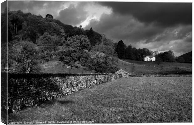 Grasmere View in Black and White Canvas Print by Heidi Stewart
