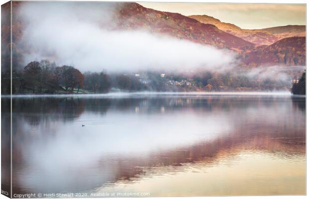 Early Morning Mist over Grasmere Lake Canvas Print by Heidi Stewart