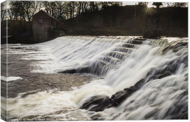 Linton Fall Weir, Grassington Canvas Print by Heidi Stewart