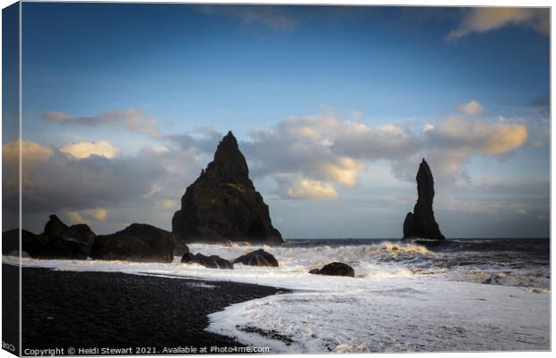 Basalt Sea Stacks, Iceland Canvas Print by Heidi Stewart