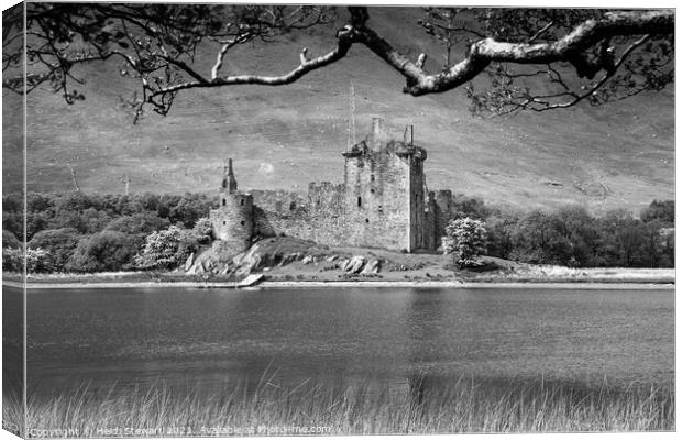Kilchurn Castle, Scotland in Mono Canvas Print by Heidi Stewart