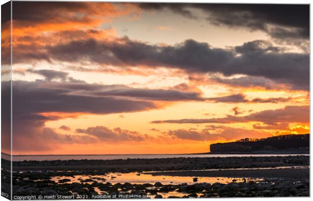 Sunset on Llantwit Beach Canvas Print by Heidi Stewart