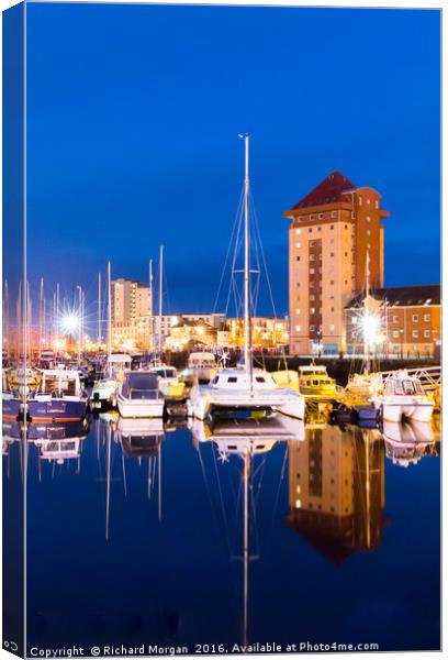 Swansea Marina Reflections Canvas Print by Richard Morgan