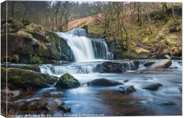 Waterfalls at Blaen y Glyn, Brecon Beacons. Canvas Print by Richard Morgan