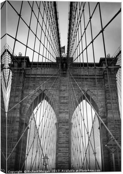 Brooklyn Bridge, New York. Canvas Print by Richard Morgan
