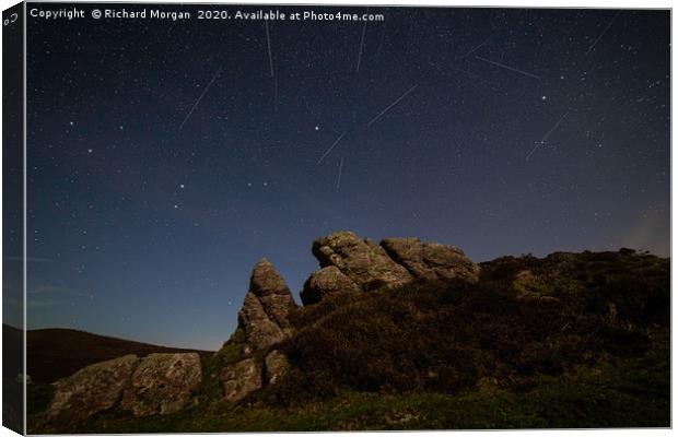 Rhossili Bay Meteor Shower Canvas Print by Richard Morgan