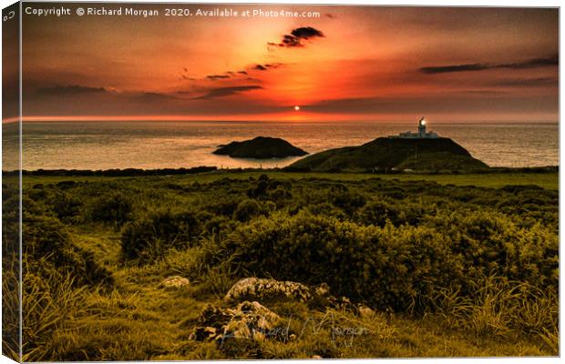 Strumble Head Lighthouse, sunset Canvas Print by Richard Morgan