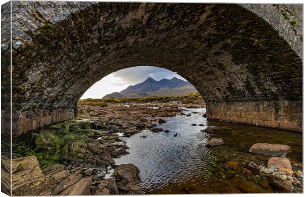 Cuillin Mountains under the arch.  Canvas Print by Richard Morgan