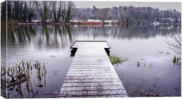 Apley Woods Lake  Canvas Print by simon alun hark