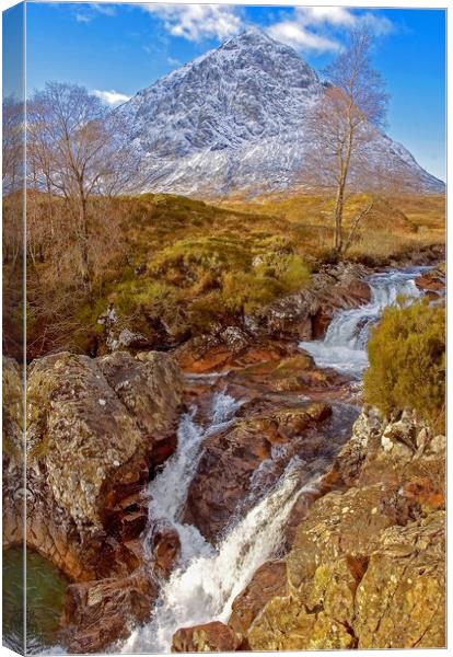 Buachille Etive Mhor and Waterfall Canvas Print by Matt Johnston