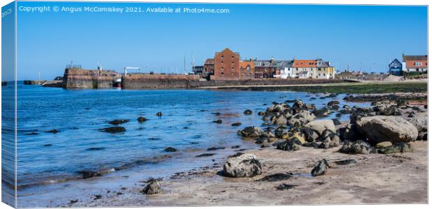 North Berwick Harbour from West Bay Beach Canvas Print by Angus McComiskey