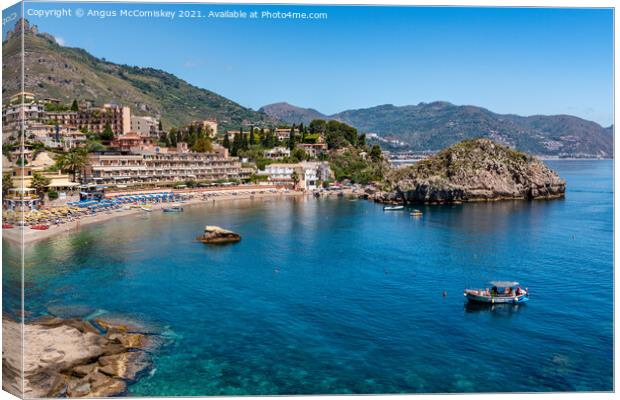 Bay of Mazzaro, Taormina, Sicily Canvas Print by Angus McComiskey