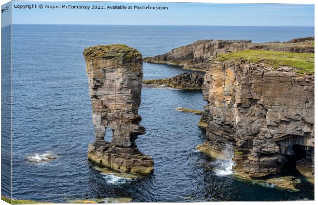 Yesnaby Castle sea stack, Mainland Orkney Canvas Print by Angus McComiskey