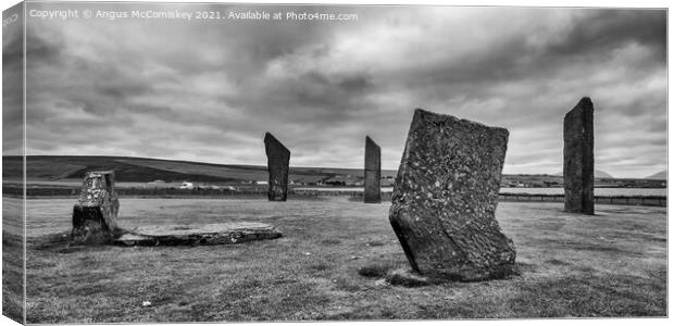 Standing Stones of Stenness, Mainland Orkney mono Canvas Print by Angus McComiskey